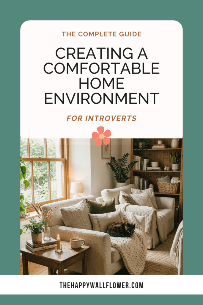 Comfortable chairs, pillows, and blankets in an introverted home design photo for creating a comfortable introvert home environment with green background.